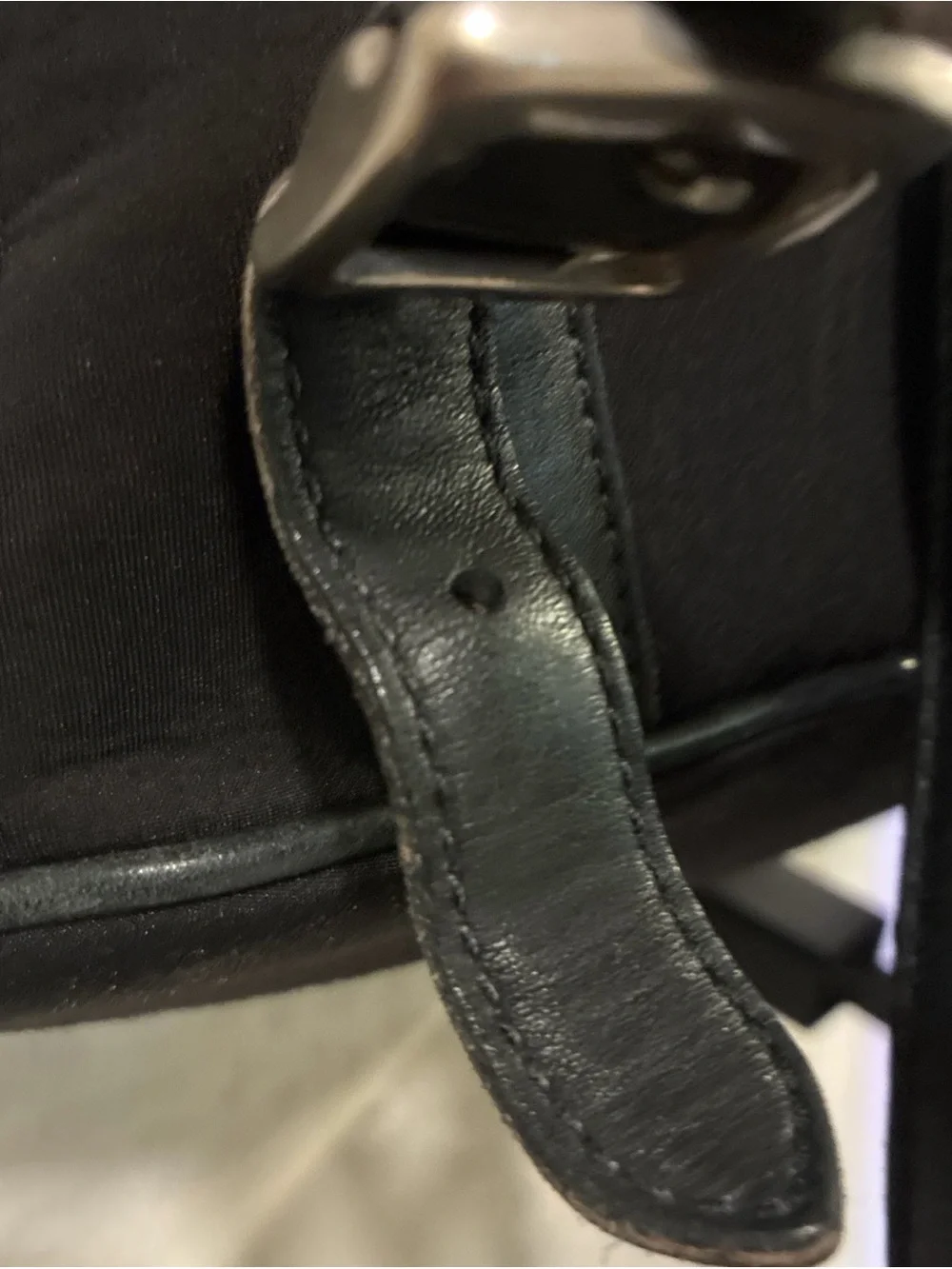Coach Black Leather Drawstring Flap Backpack